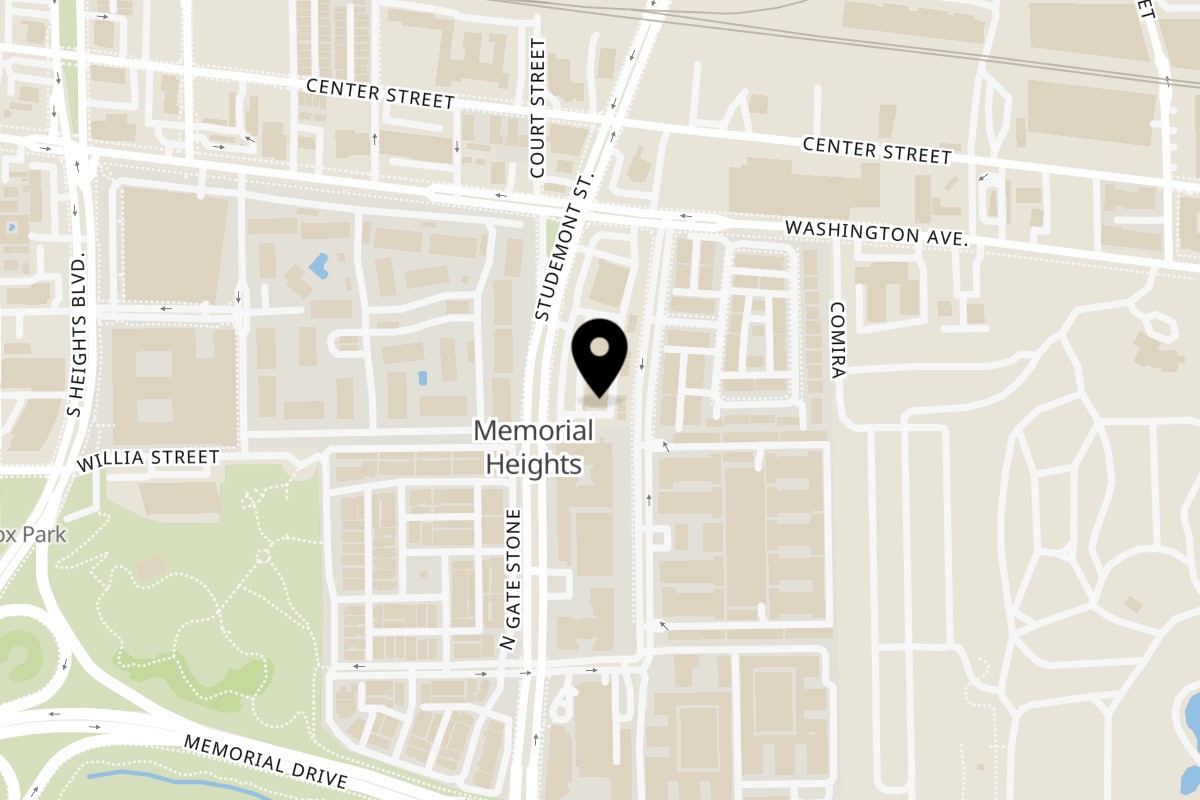 Map showing the location of Hungry Like The Wolf on 920 Studemont St #900 in Houston